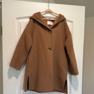 Zara Brown Cape with Hood and Relaxed Fit